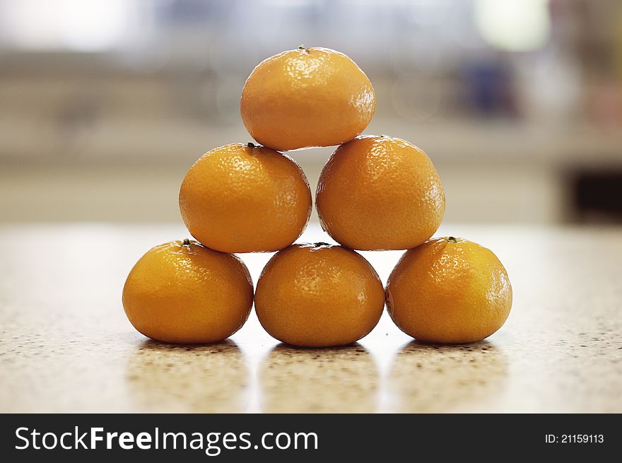 Pyramid Of Fresh Oranges