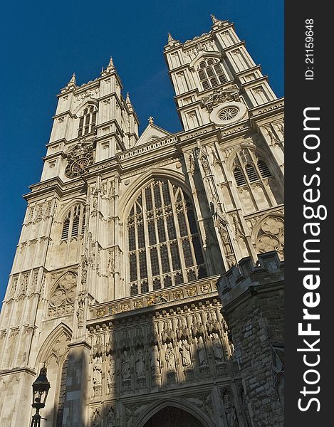Westminster Abbey facade located at London. Westminster Abbey facade located at London