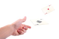 Hand Throwing Two Aces Royalty Free Stock Image