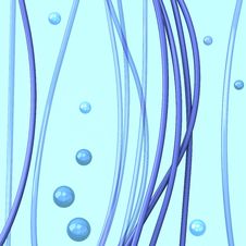 Abstract 3d Background - Blue Lines And Bubbles Royalty Free Stock Photos