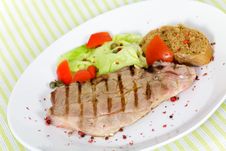 Pork Chop, Grilled ,with Salad,bun And Tomato Stock Image Pork Chop, Grilled ,with Salad,bun And Tomato Stock Image