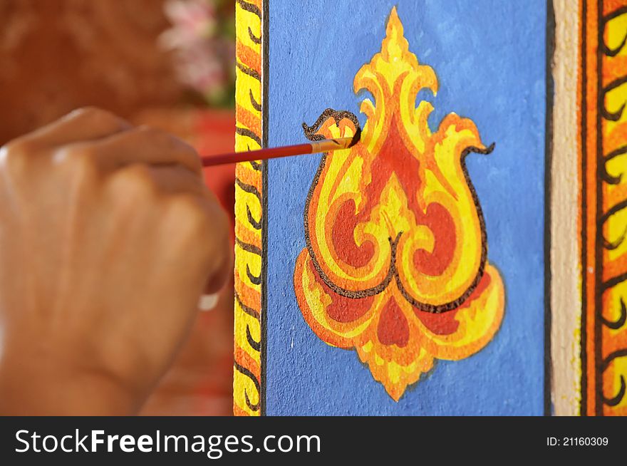 Hand Paint Ancient Art Asian Color