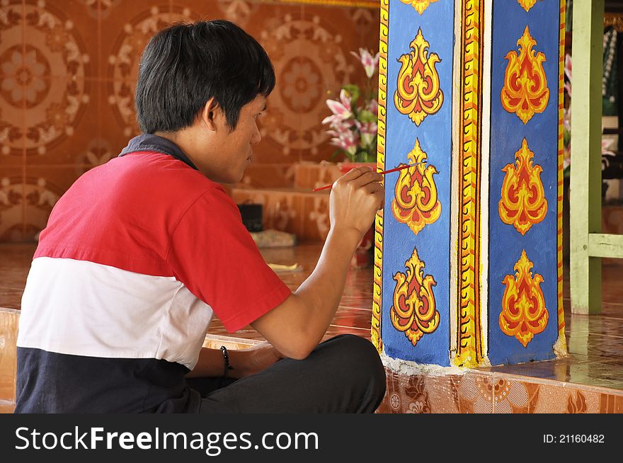 Painting murals in the temples A belief in Buddhism. Painting murals in the temples A belief in Buddhism.