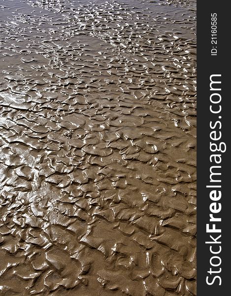 Abstract Background Texture of Wet Sand on a Beach