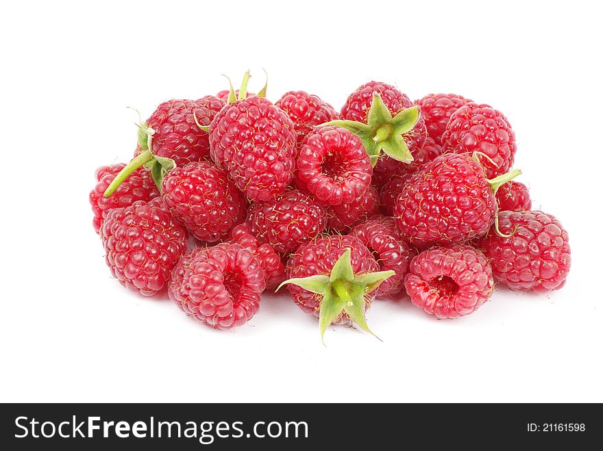 Raspberry fruits isolated on white background