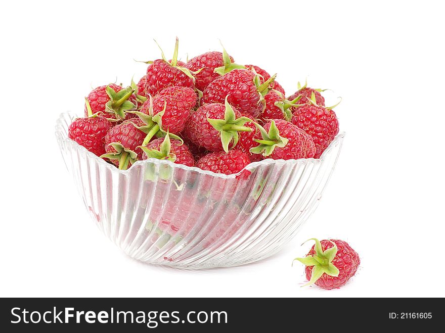 Raspberry fruits isolated on white background