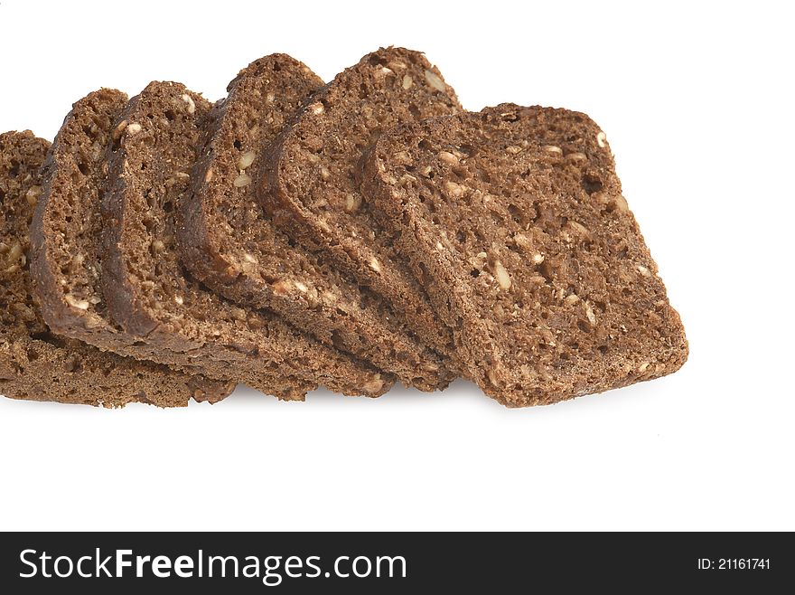 Closeup of sliced bread on white background. Closeup of sliced bread on white background.