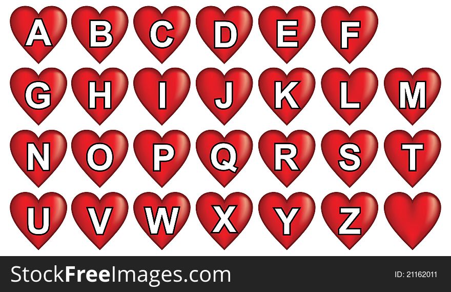 Red Heart Alphabet