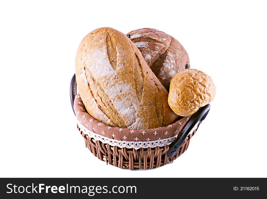 Loaves of bread on a white background