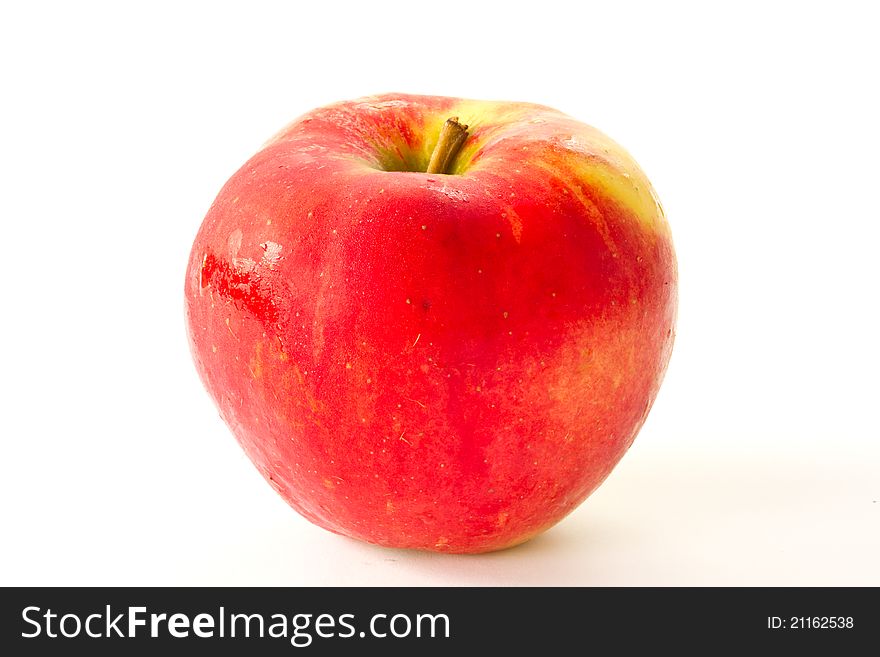 Ripe red apple tasty on a white background