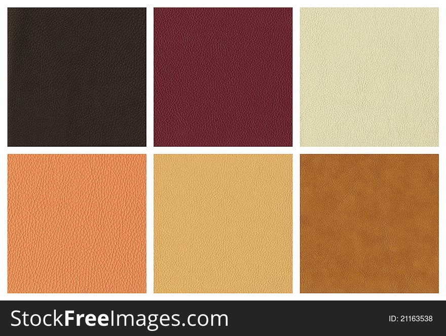 Six rough textured leather in various colors. Six rough textured leather in various colors