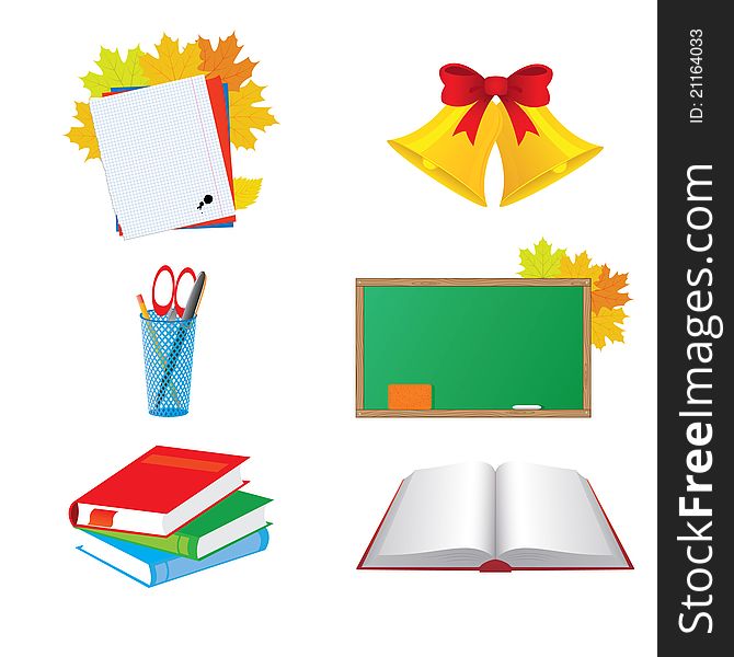 Vector illustration of icons on the topic of education on a white background
