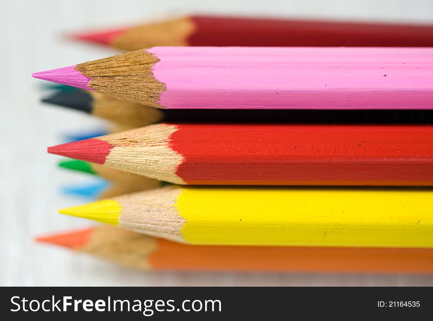 Set of brightly color pencils