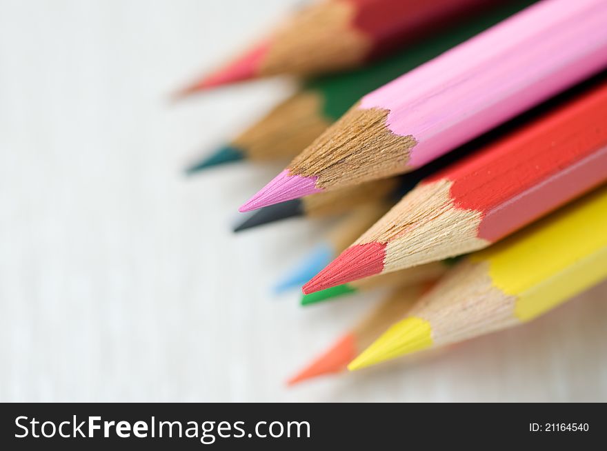 Set of brightly color pencils