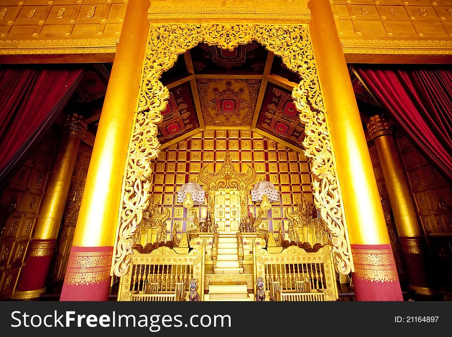 Hall palace interior in Thailand