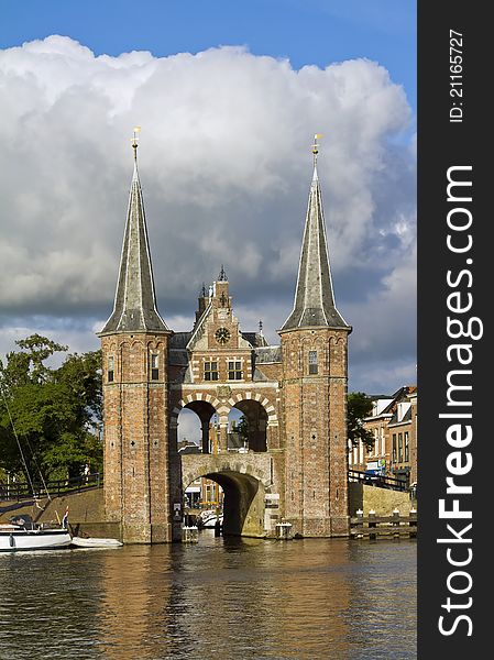 The famous historic Watergate of Sneek, Friesland. The famous historic Watergate of Sneek, Friesland