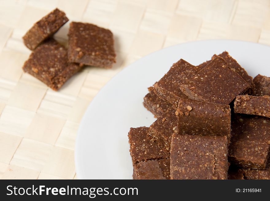 Macro on handmade candies on plate