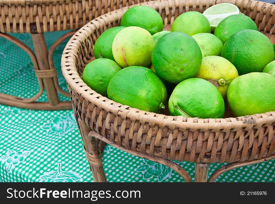 The lemon green with on rattan basket. The lemon green with on rattan basket