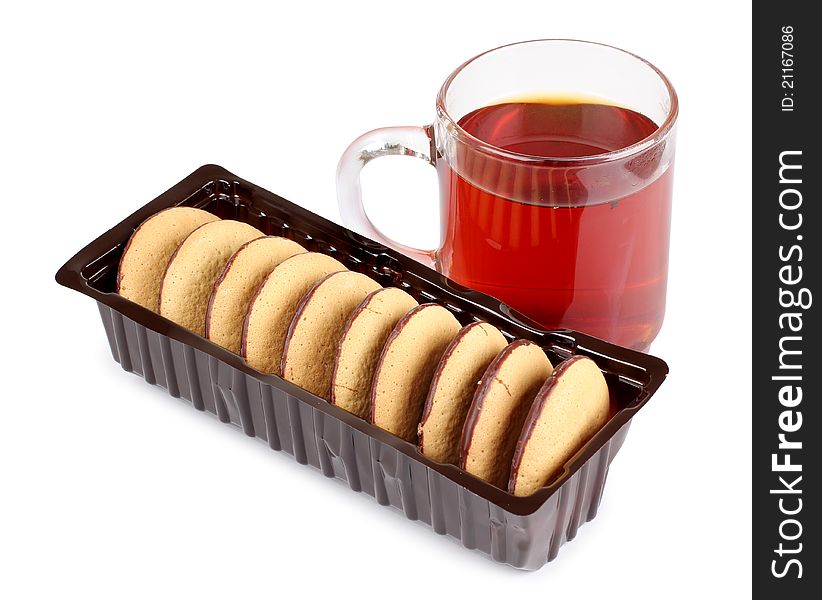 Color photo of biscuits and a cup of tea. Color photo of biscuits and a cup of tea