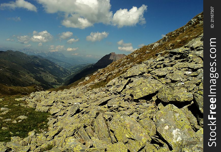 Part Alpen, Austria, landscape with stones and mountains