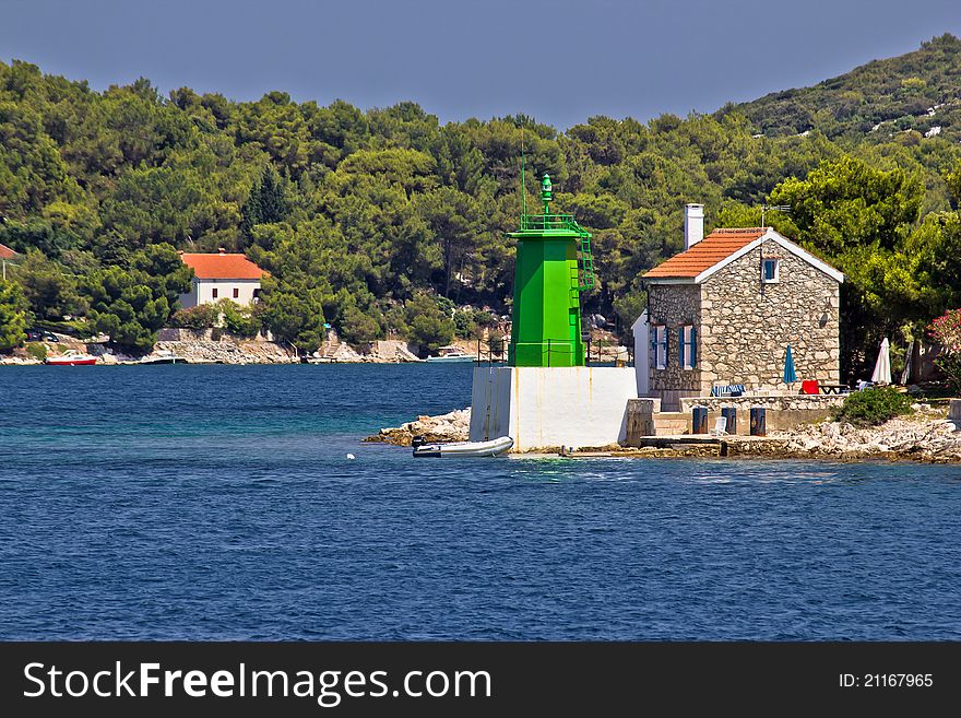 Green Lighthouse - Lantern In Bay Entrance