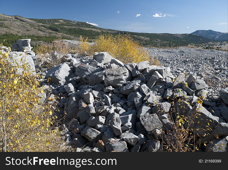 Destroyed town Frank by rock slide. Destroyed town Frank by rock slide