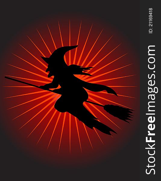A  image of a witch flying on her broom! Vector. A  image of a witch flying on her broom! Vector.
