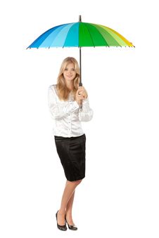 Business Woman Under Umbrella Stock Photos