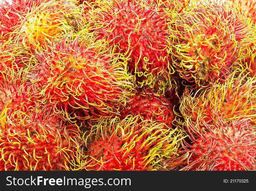 A pile of fresh rambutan