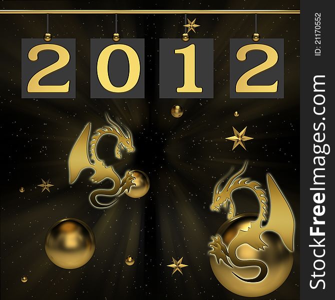 Background for new 2012 year with dragons