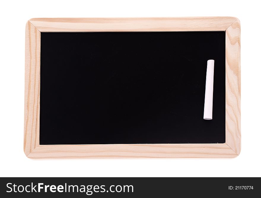 Child's Mini Chalkboard with a chalk on it against the white