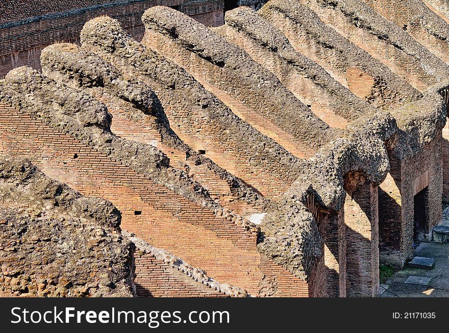 Ancient ruins Roman Colosseum. View from inside. Ancient ruins Roman Colosseum. View from inside