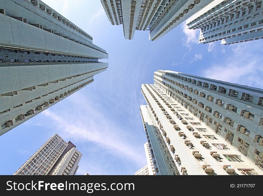 Hong Kong crowded apartment blocks