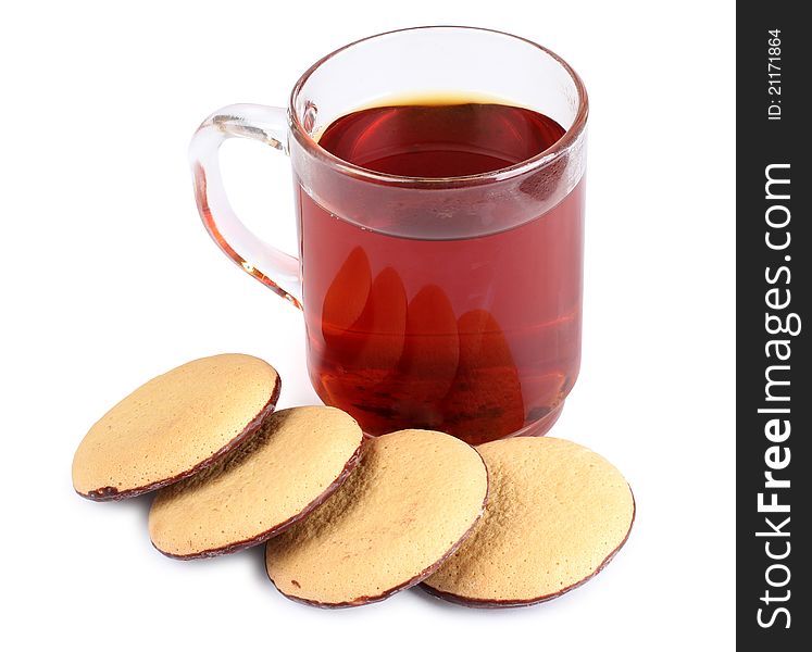 Color photo of biscuits and a cup of tea. Color photo of biscuits and a cup of tea