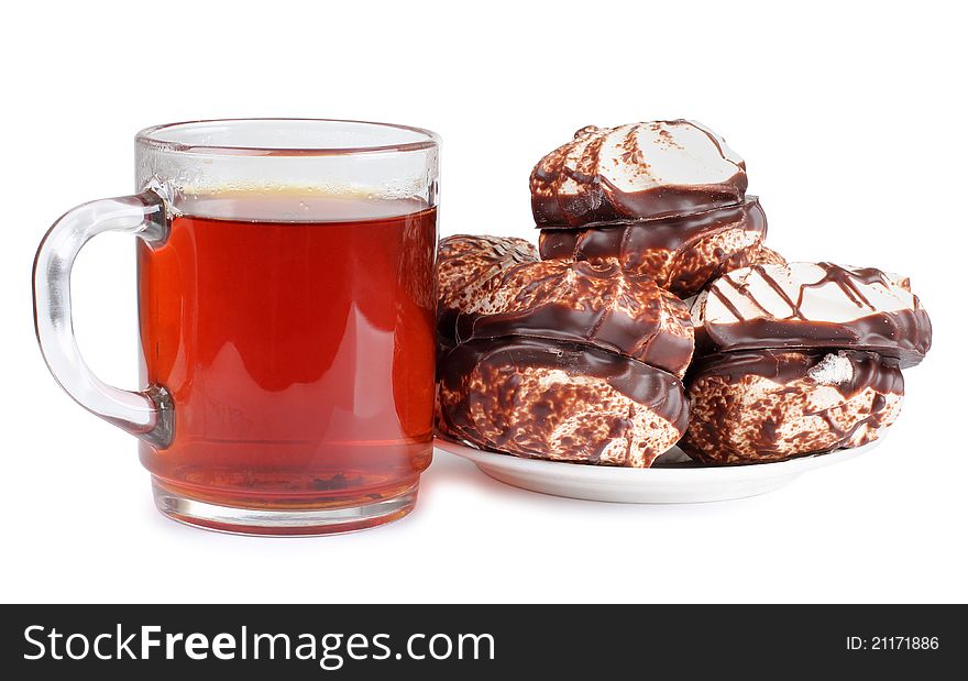 Color photo of biscuits and a cup of tea. Color photo of biscuits and a cup of tea