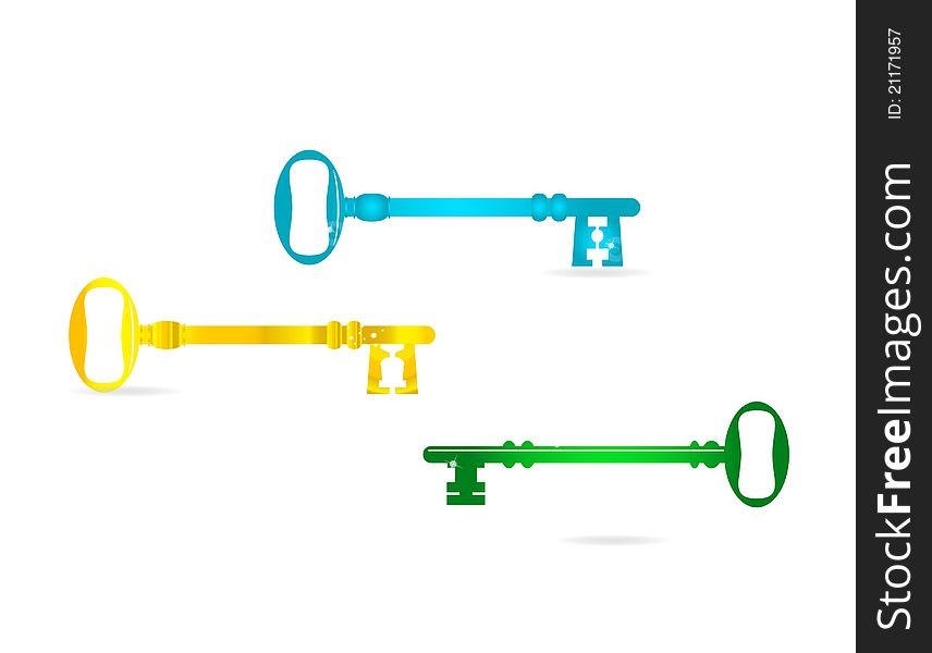 Glass Abstract And Colored Keys Set