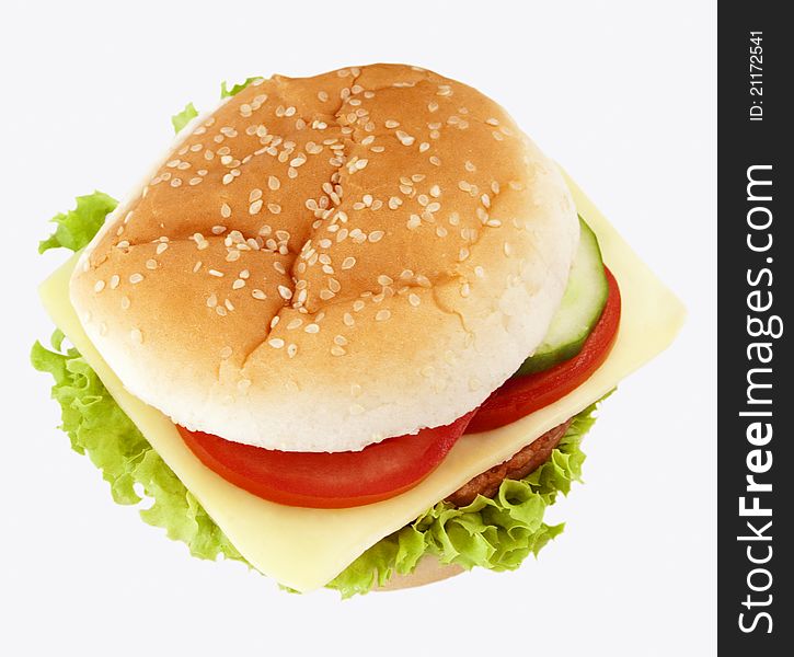 Hamburger isolated on white background. Hamburger isolated on white background