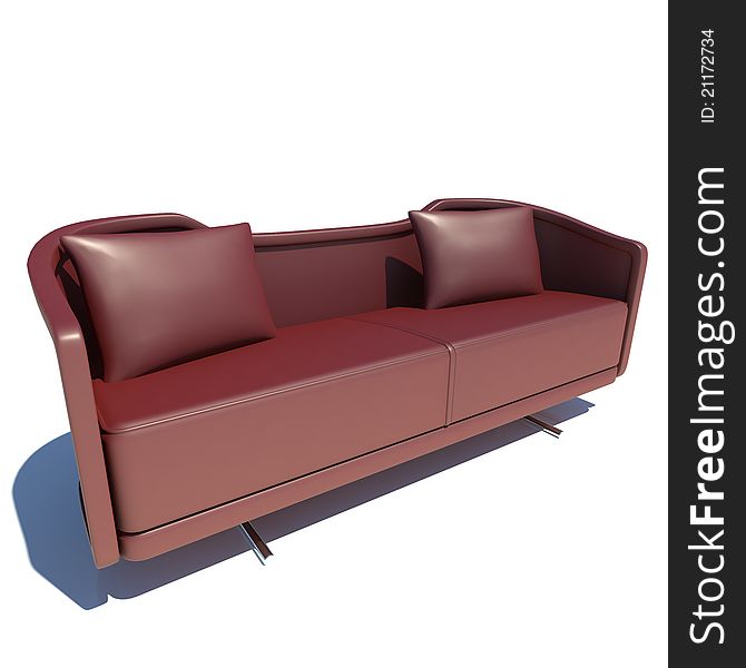 Red Sofa 3D Rendering