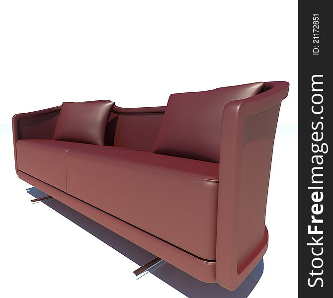 Red Sofa 3D Rendering