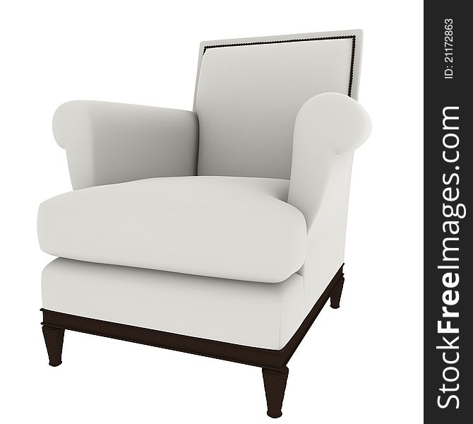 White Sofa Armchair in white background, interior and furniture category 3D Rendeing. White Sofa Armchair in white background, interior and furniture category 3D Rendeing