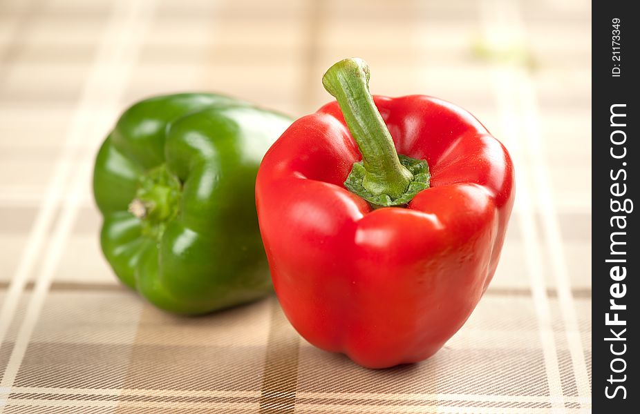 Fresh sweet green and red peppers. Fresh sweet green and red peppers