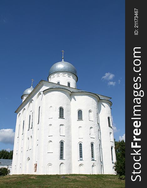 Georgievsky cathedral in Yuriev monastery in Great Novgorod Russia