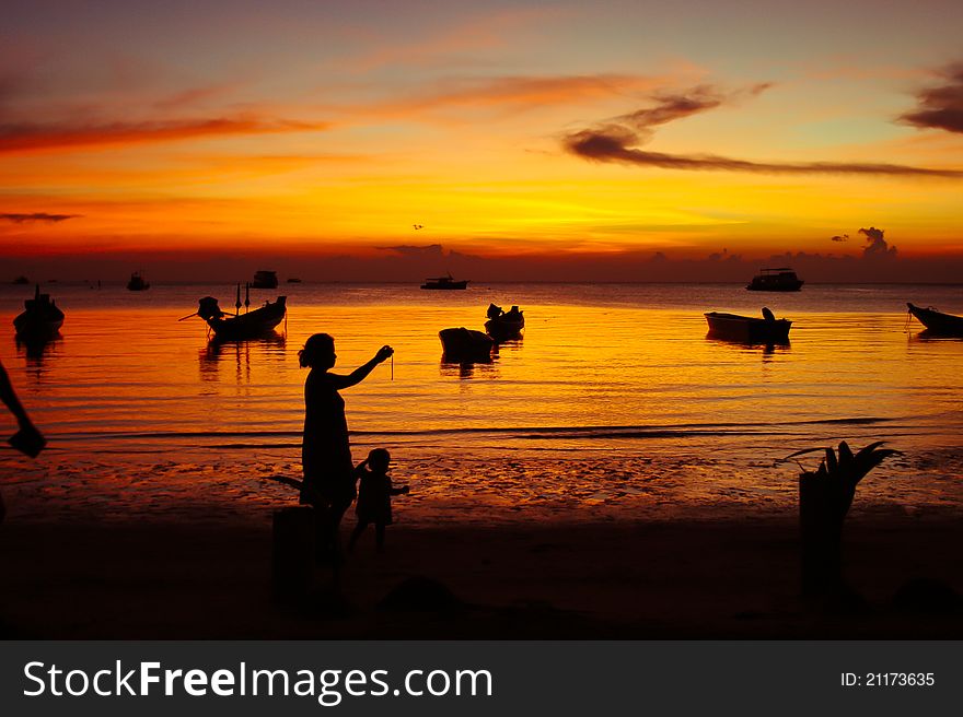 Chilling on the sunset beach in Koh Tao. Chilling on the sunset beach in Koh Tao