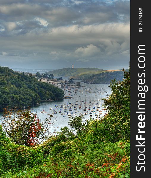 Image of the landscape of Polruan in Cornwall, England.