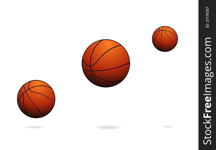 Swirl and grunge basketball balls set orange color