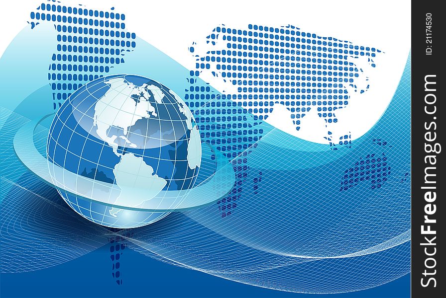 Illustration texture globe on net like blue background