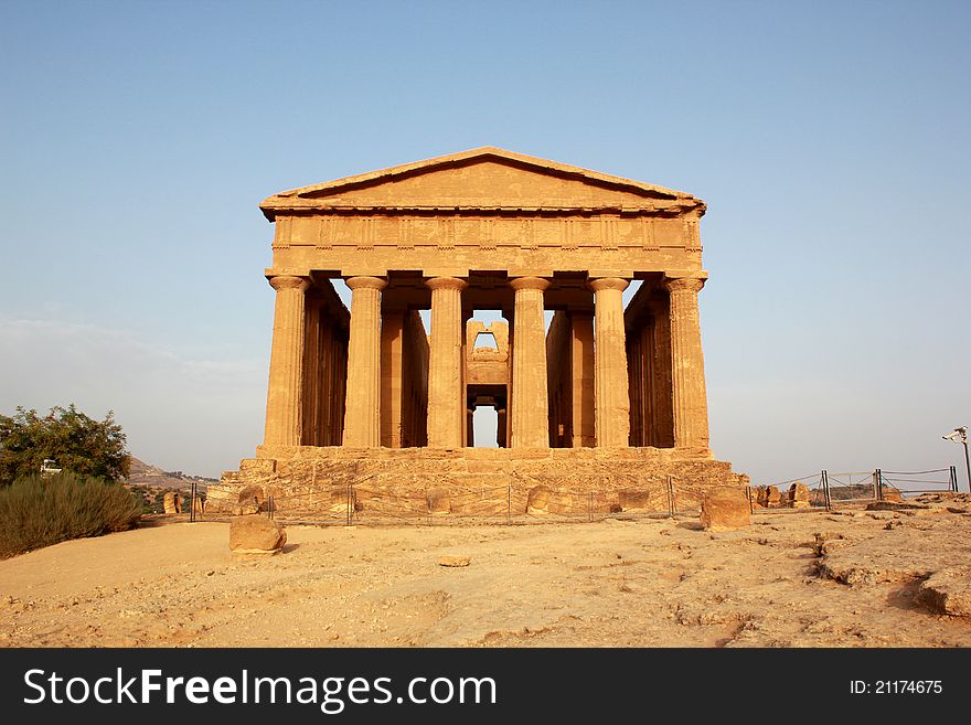 The Temple of Concord at the Valley of the Temples in Agrigento in Sicily, Italy