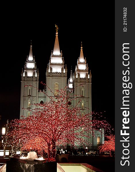 Image of the christmas light display at temple square SLC, Utah. Image of the christmas light display at temple square SLC, Utah