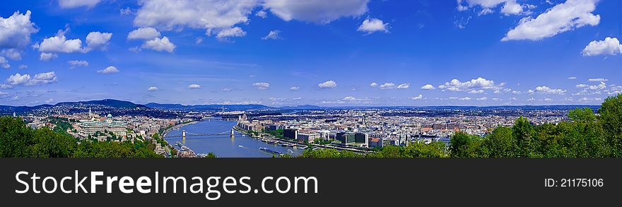 Budapest panorama with Danube river from Gelert hill