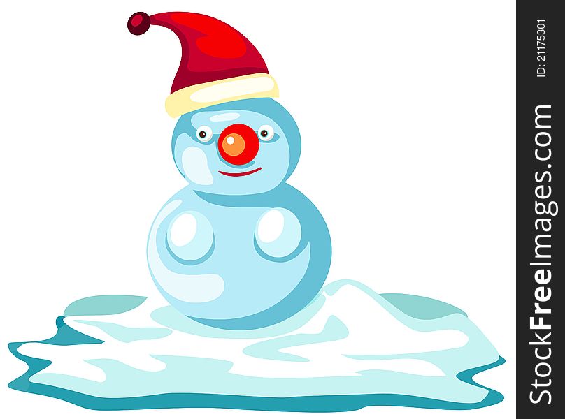 Illustration of isolated cute snowman on white background